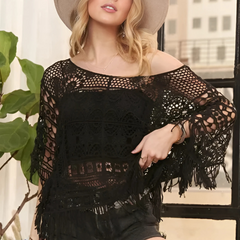 ADORA Fringe Hem Crochet Top