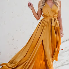Surplice Tie Waist Maxi Dress