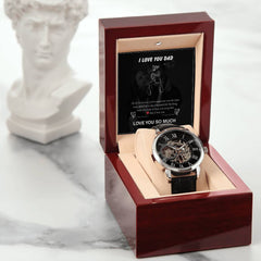 Luxury Skeleton Automatic Watch – I Love You Dad Gift Set