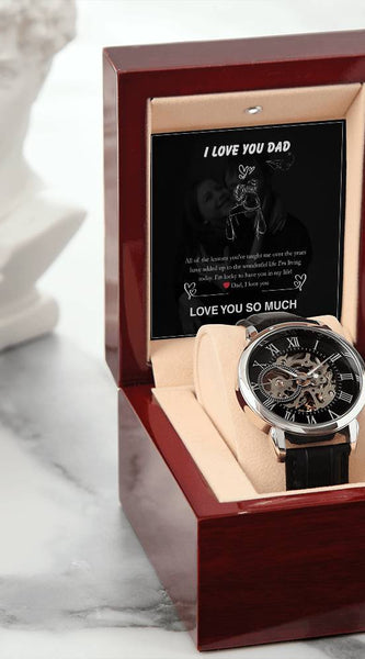 Luxury Skeleton Automatic Watch – I Love You Dad Gift Set