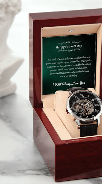 Luxury Skeleton Men’s Watch – I Will Always Love You, Dad Edition