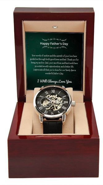 Luxury Skeleton Men’s Watch – I Will Always Love You, Dad Edition