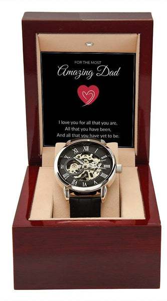 Men’s Skeleton Leather Watch – To My Amazing Dad Edition