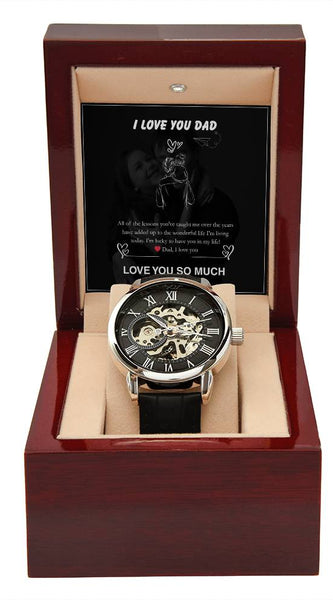 Luxury Skeleton Automatic Watch – I Love You Dad Gift Set