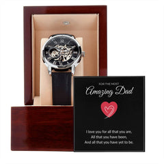 Men’s Skeleton Leather Watch – To My Amazing Dad Edition