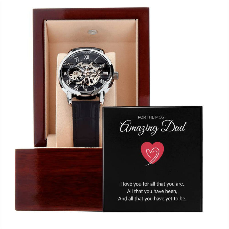 Men’s Skeleton Leather Watch – To My Amazing Dad Edition