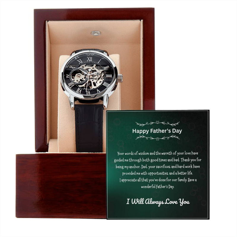 Luxury Skeleton Men’s Watch – I Will Always Love You, Dad Edition