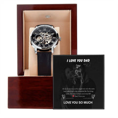 Luxury Skeleton Automatic Watch – I Love You Dad Gift Set