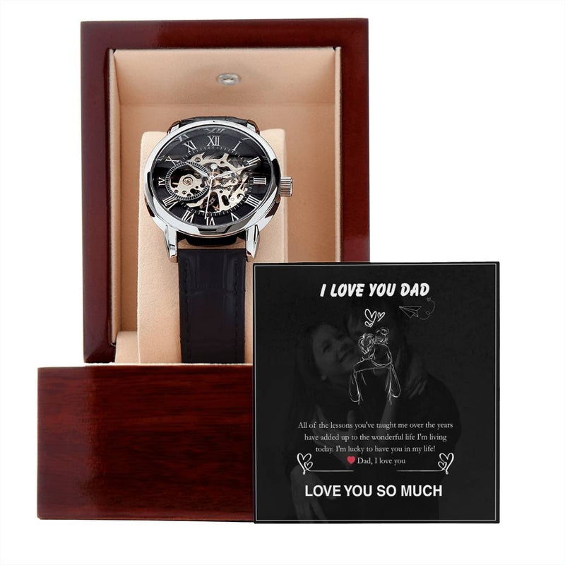 Luxury Skeleton Automatic Watch – I Love You Dad Gift Set