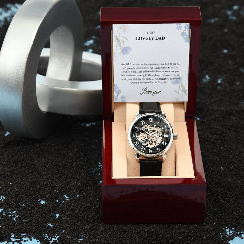 Luxury Skeleton Dial Watch – To My Lovely Dad Gift Set