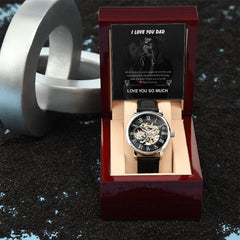Luxury Skeleton Automatic Watch – I Love You Dad Gift Set