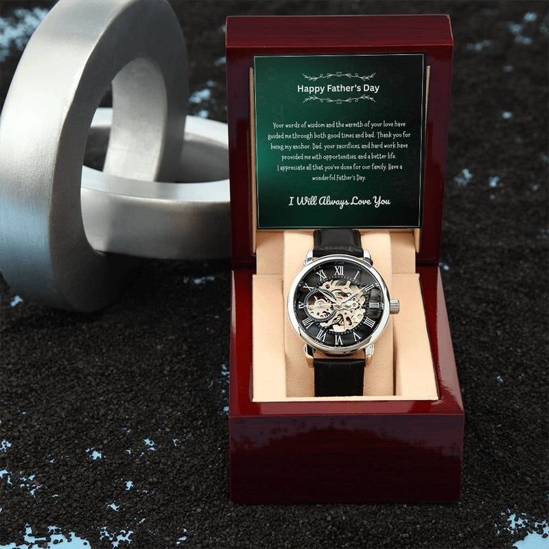 Luxury Skeleton Men’s Watch – I Will Always Love You, Dad Edition