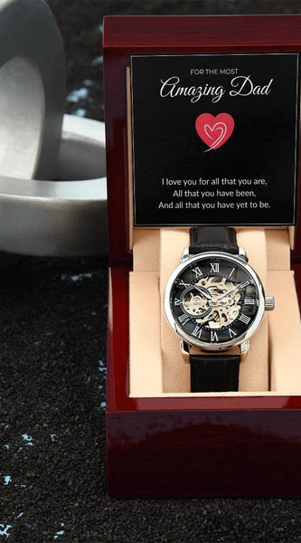Men’s Skeleton Leather Watch – To My Amazing Dad Edition