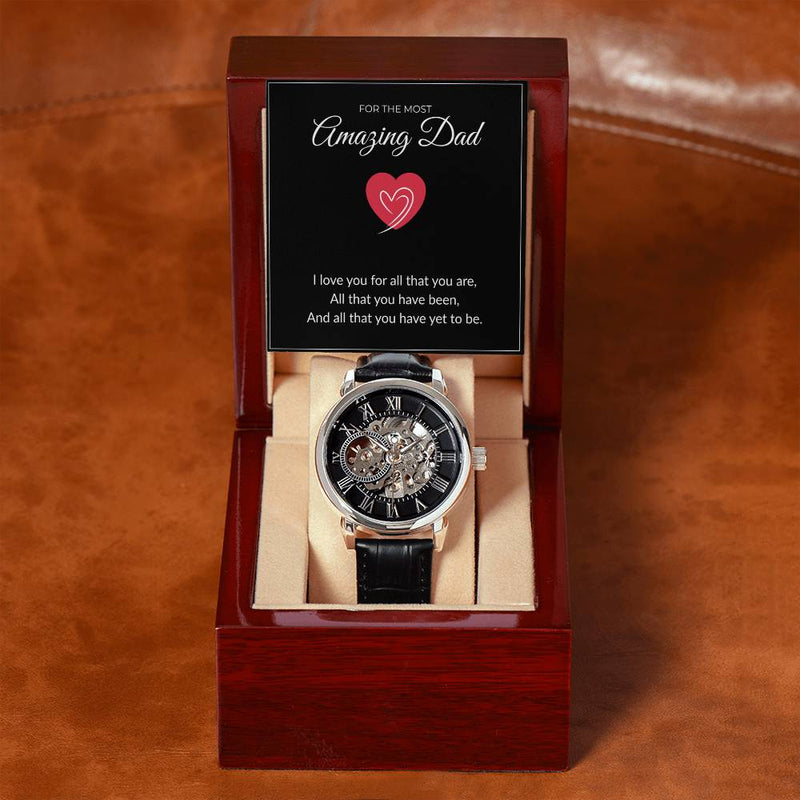 Men’s Skeleton Leather Watch – To My Amazing Dad Edition