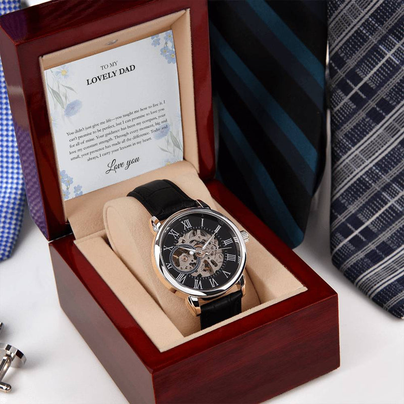 Luxury Skeleton Dial Watch – To My Lovely Dad Gift Set