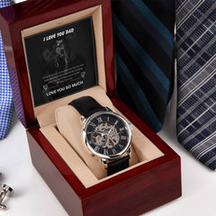 Luxury Skeleton Automatic Watch – I Love You Dad Gift Set