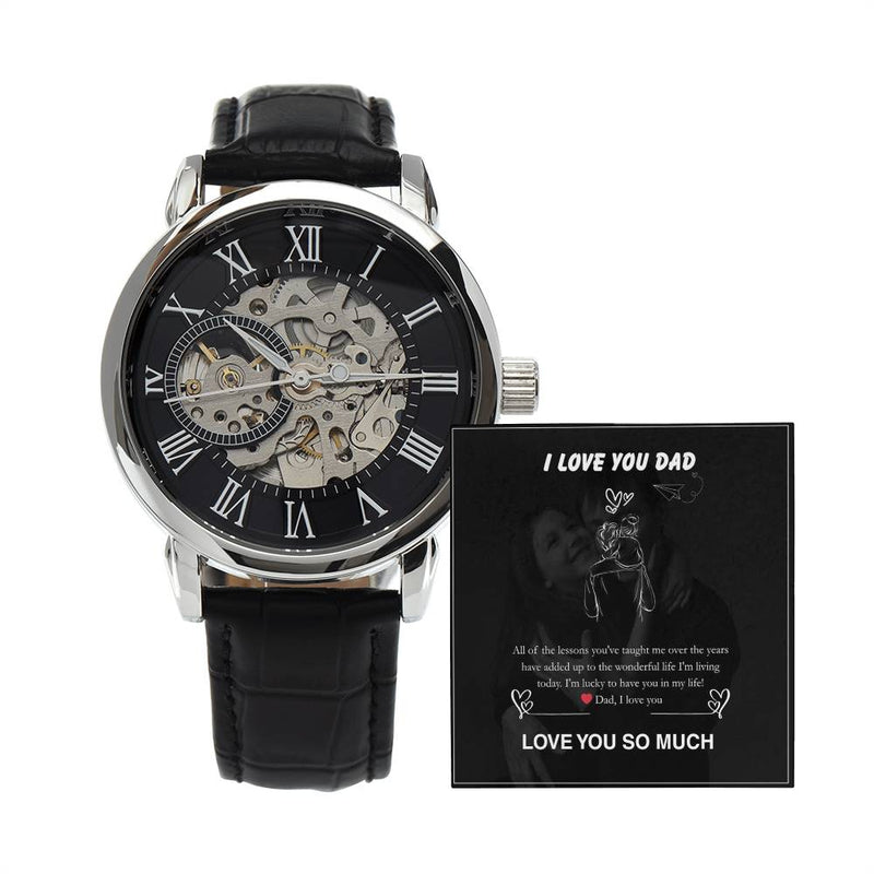 Luxury Skeleton Automatic Watch – I Love You Dad Gift Set