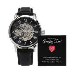 Men’s Skeleton Leather Watch – To My Amazing Dad Edition