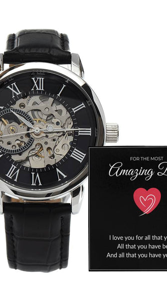 Men’s Skeleton Leather Watch – To My Amazing Dad Edition