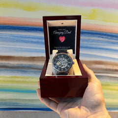 Men’s Skeleton Leather Watch – To My Amazing Dad Edition