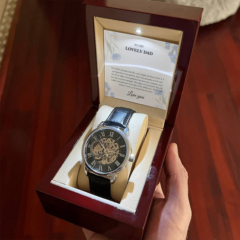 Luxury Skeleton Dial Watch – To My Lovely Dad Gift Set