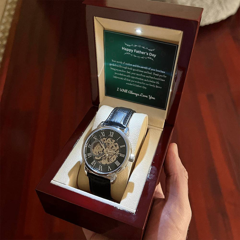 Luxury Skeleton Men’s Watch – I Will Always Love You, Dad Edition