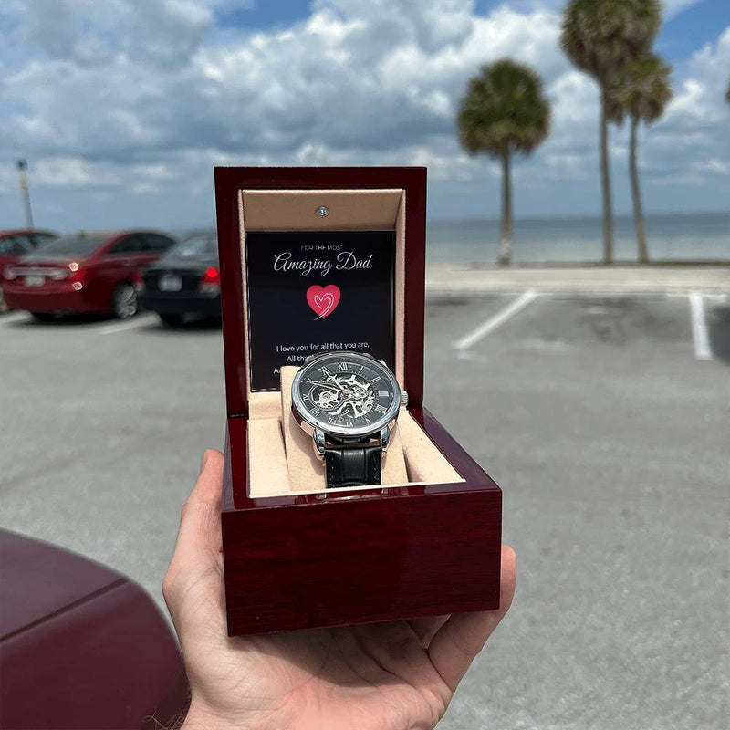 Men’s Skeleton Leather Watch – To My Amazing Dad Edition