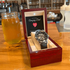 Men’s Skeleton Leather Watch – To My Amazing Dad Edition