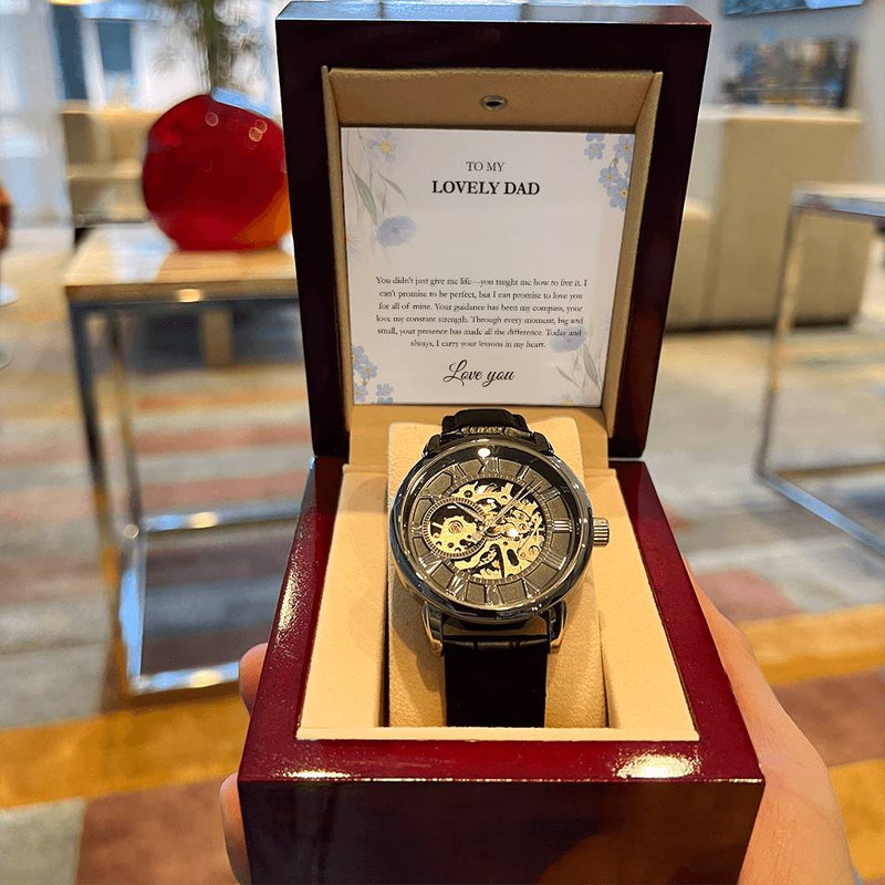 Luxury Skeleton Dial Watch – To My Lovely Dad Gift Set