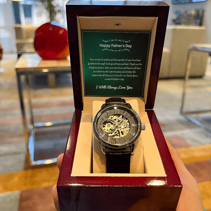 Luxury Skeleton Men’s Watch – I Will Always Love You, Dad Edition