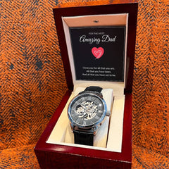 Men’s Skeleton Leather Watch – To My Amazing Dad Edition