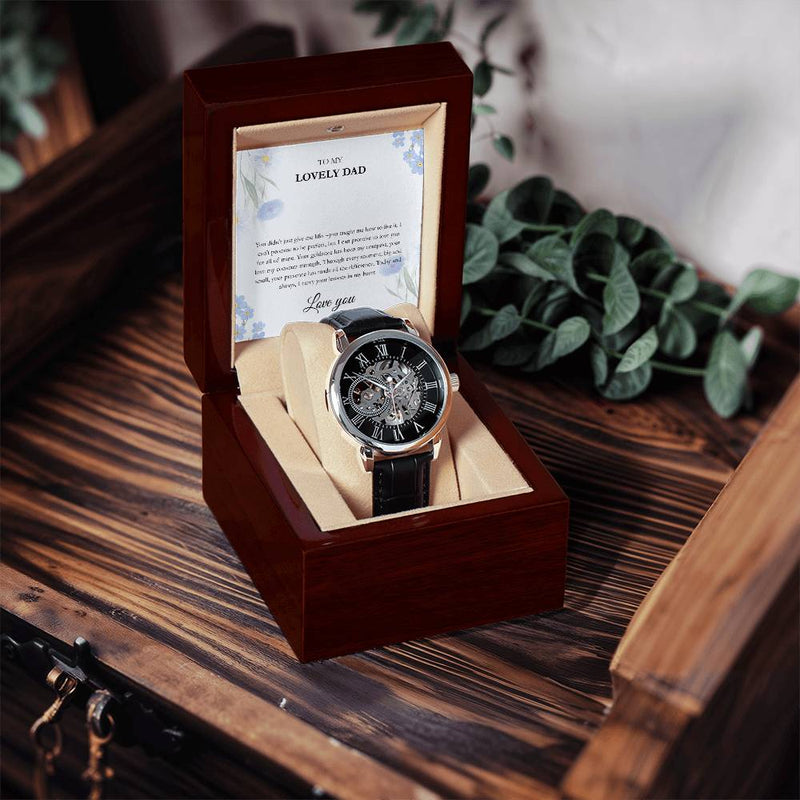 Luxury Skeleton Dial Watch – To My Lovely Dad Gift Set