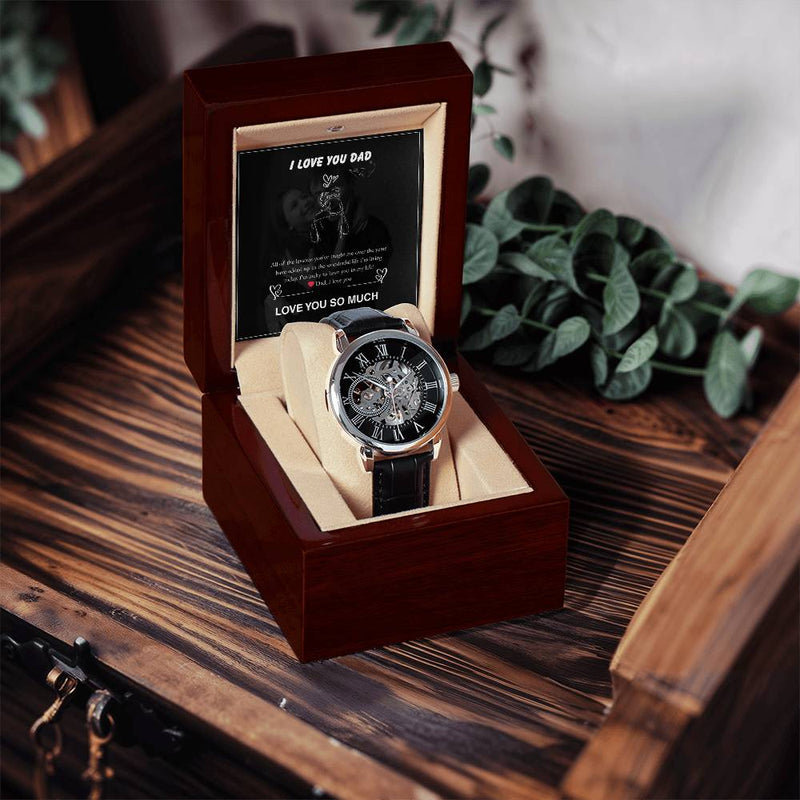 Luxury Skeleton Automatic Watch – I Love You Dad Gift Set