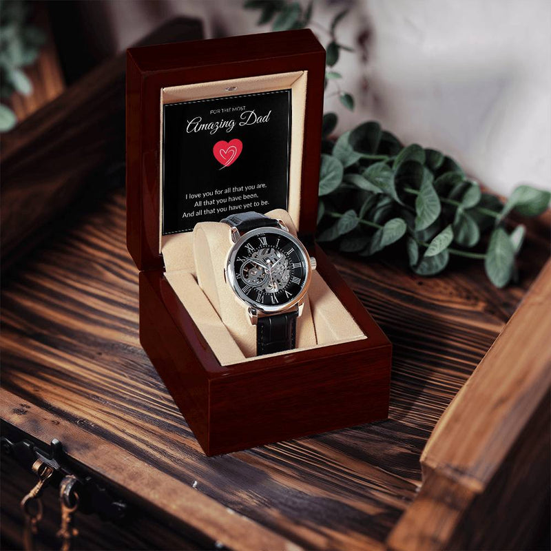 Men’s Skeleton Leather Watch – To My Amazing Dad Edition