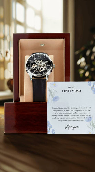 Luxury Skeleton Dial Watch – To My Lovely Dad Gift Set