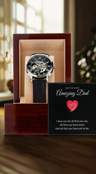 Men’s Skeleton Leather Watch – To My Amazing Dad Edition