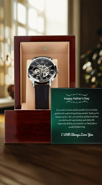 Luxury Skeleton Men’s Watch – I Will Always Love You, Dad Edition
