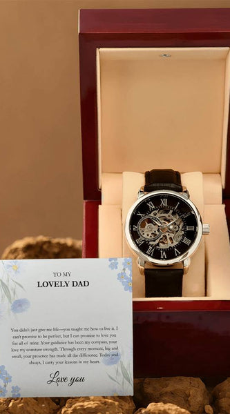 Luxury Skeleton Dial Watch – To My Lovely Dad Gift Set