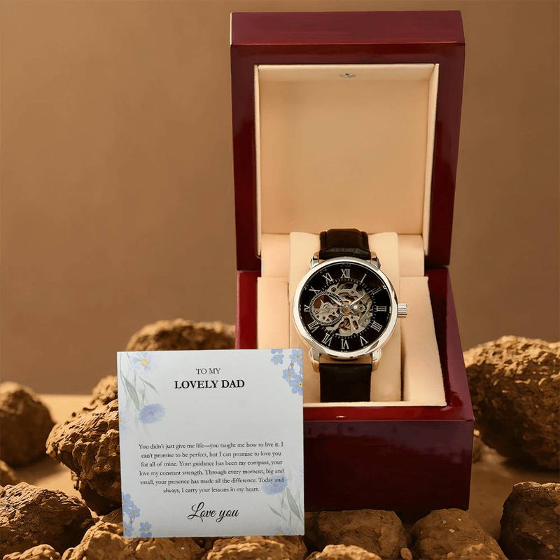 Luxury Skeleton Dial Watch – To My Lovely Dad Gift Set