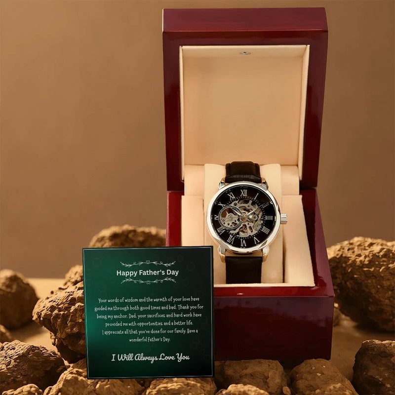 Luxury Skeleton Men’s Watch – I Will Always Love You, Dad Edition