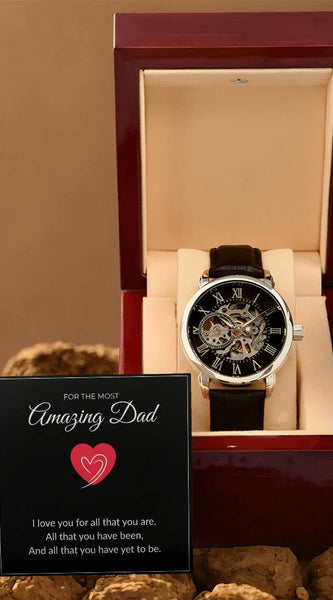 Men’s Skeleton Leather Watch – To My Amazing Dad Edition