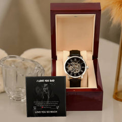Luxury Skeleton Automatic Watch – I Love You Dad Gift Set