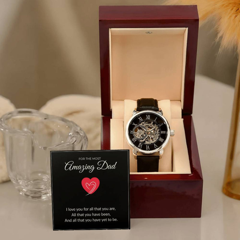 Men’s Skeleton Leather Watch – To My Amazing Dad Edition