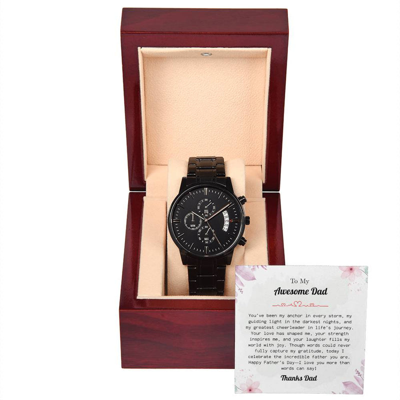 Luxury Black Chronograph Watch – To My Awesome Dad