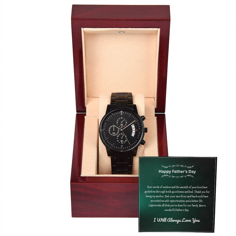 Black Chronograph Watch – Happy Father’s Day Gift Set