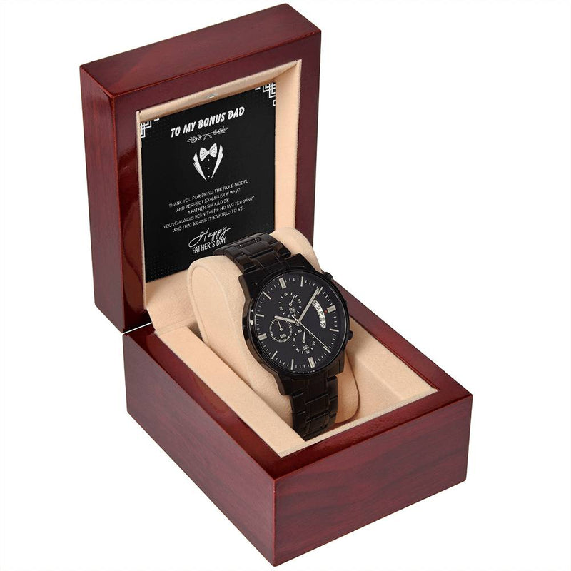 Black Chronograph Watch – To My Bonus Dad Gift Edition