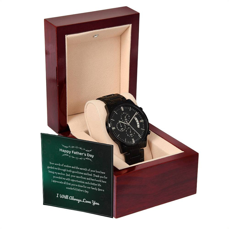 Black Chronograph Watch – Happy Father’s Day Gift Set