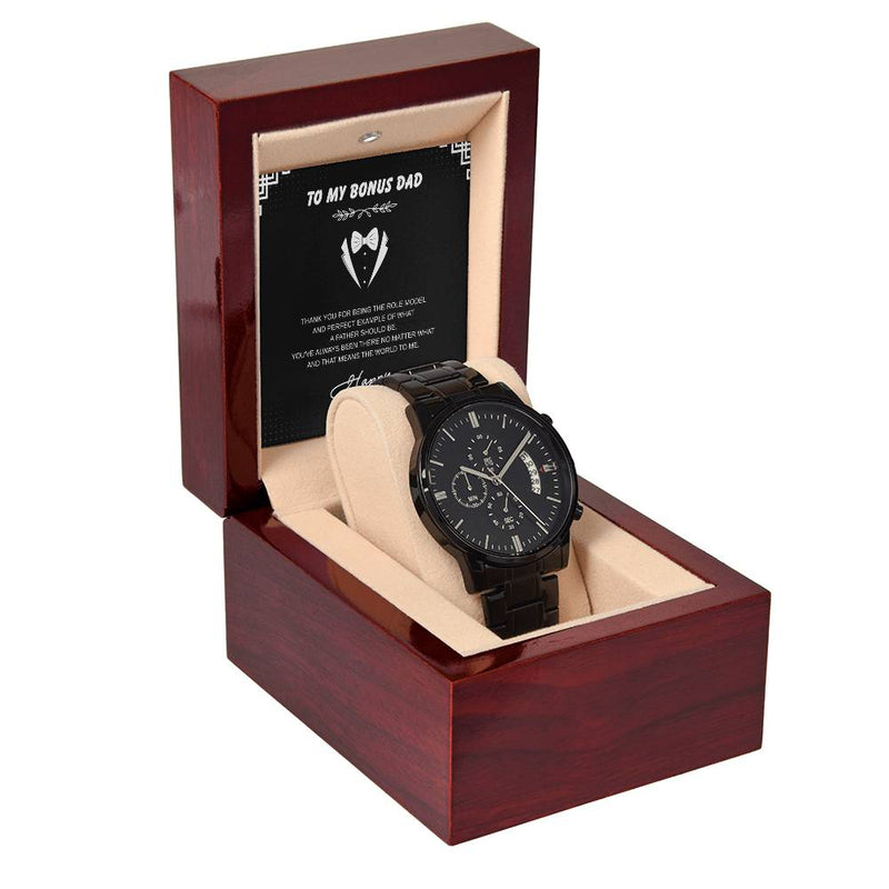 Black Chronograph Watch – To My Bonus Dad Gift Edition