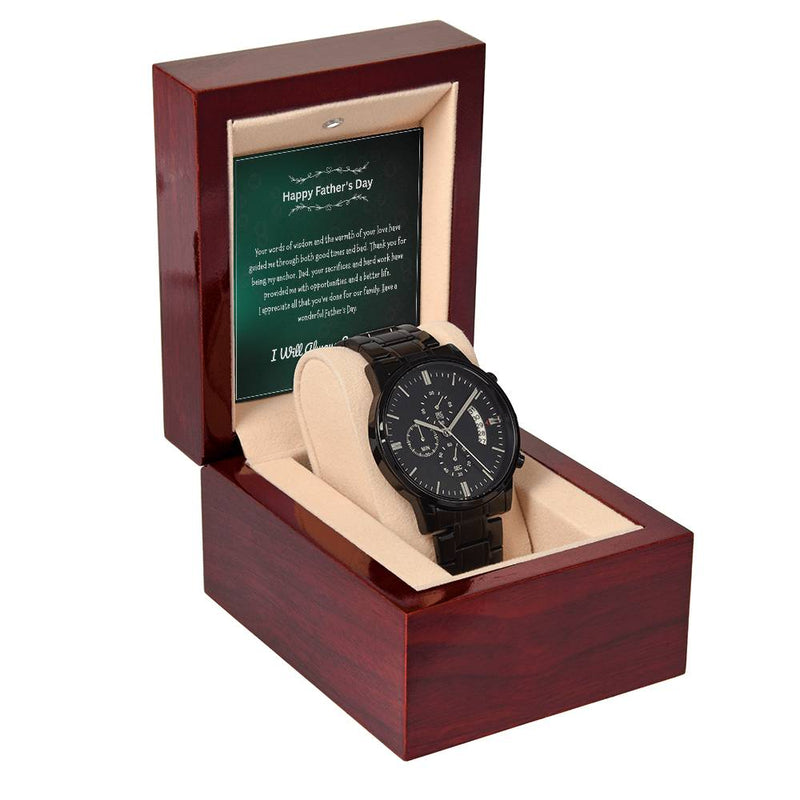 Black Chronograph Watch – Happy Father’s Day Gift Set