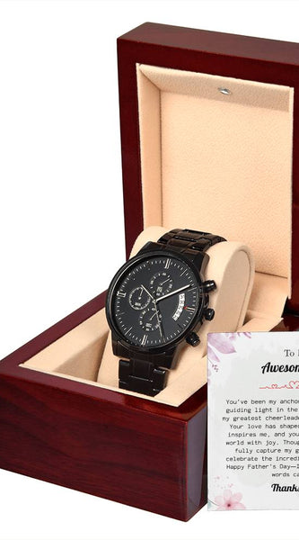 Luxury Black Chronograph Watch – To My Awesome Dad